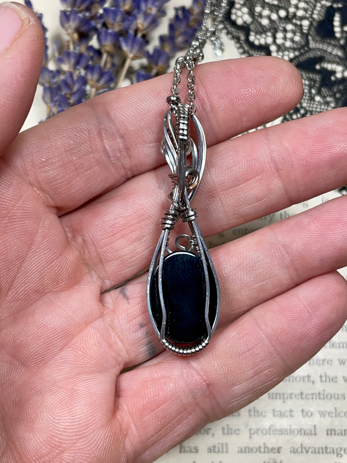 Onyx Pendant in Stainless Steel