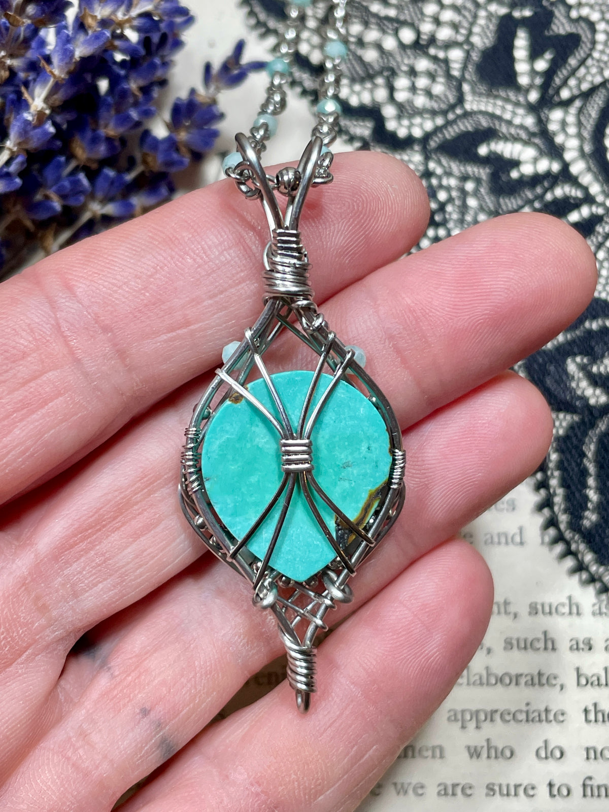 Turquoise Pendant in Stainless Steel