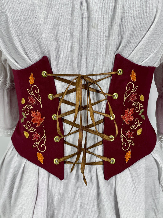Gusting Leaves Embroidered Waist Cinch