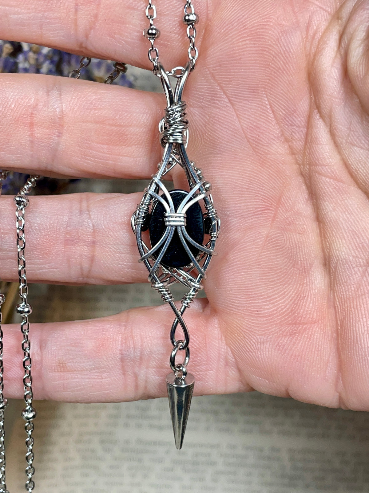 Onyx Pendant in Stainless Steel