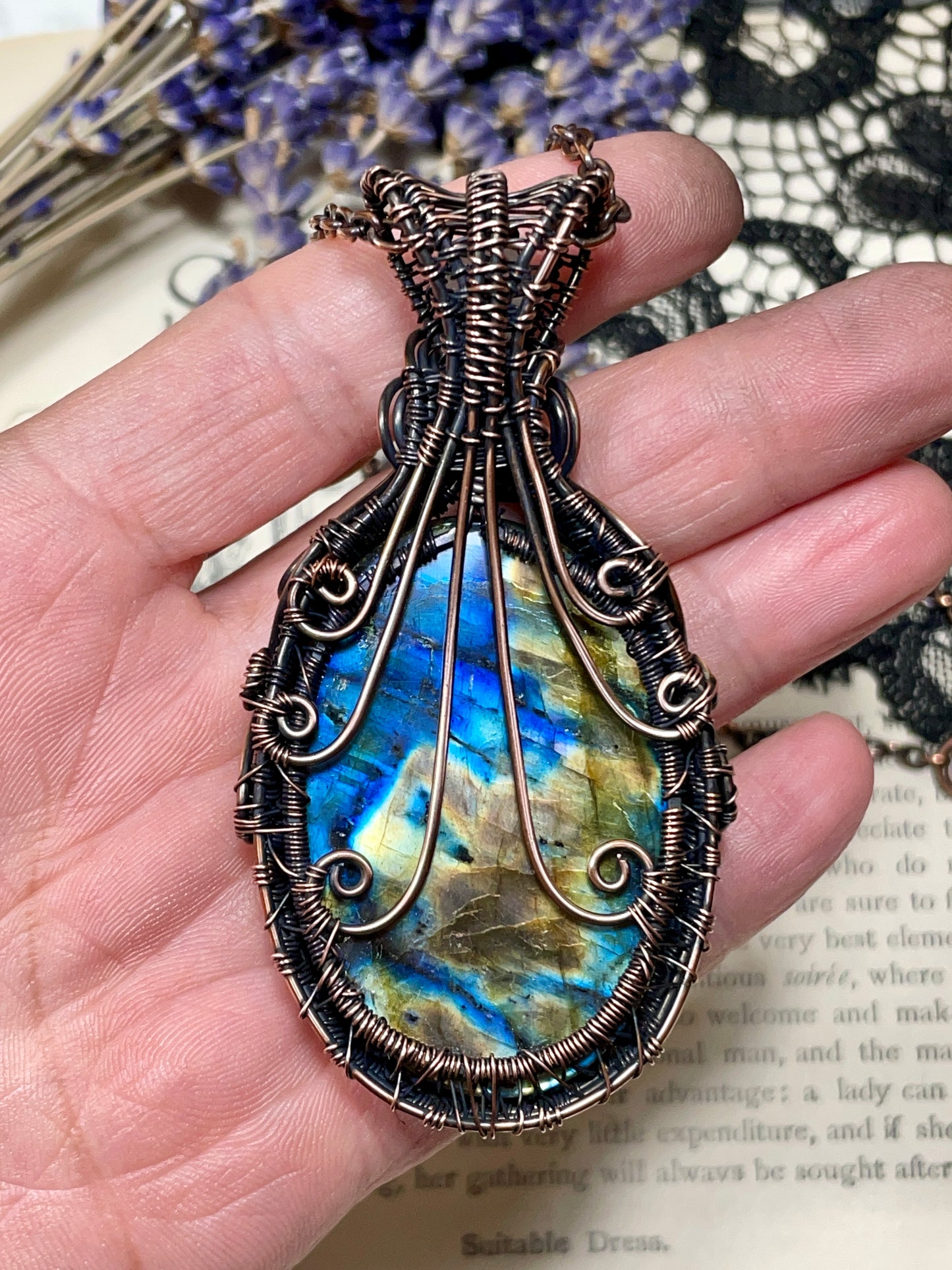 Labradorite Tree of Life Amulet in Copper