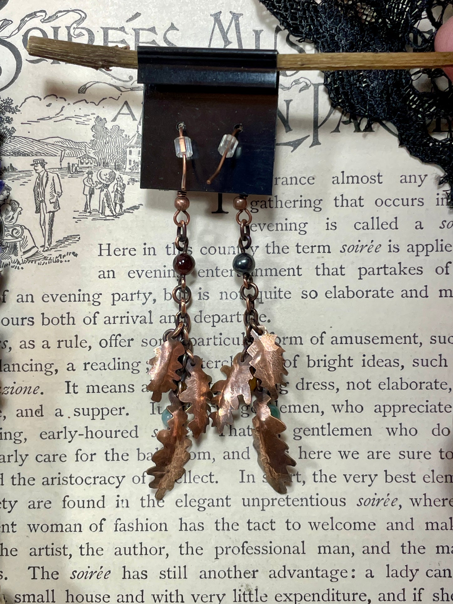 Oak leaf Earrings in Antiqued Copper