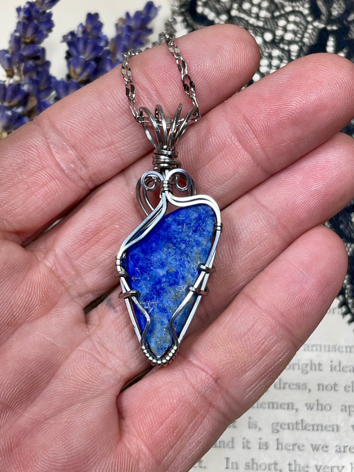 Lapis Lazuli Pendant in Stainless Steel