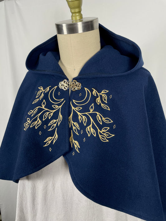 Celestial Blue Felted Capelet in Gold