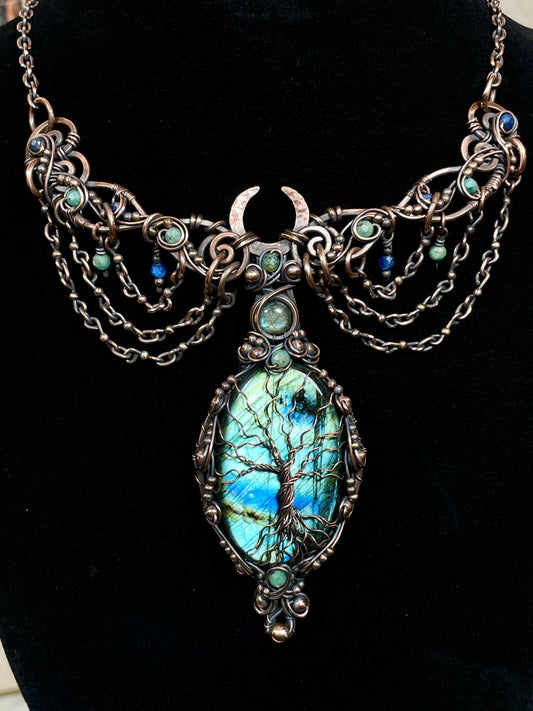 Labradorite Tree of Life Collar in Copper
