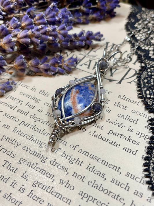 Sodalite Pendant in Stainless Steel