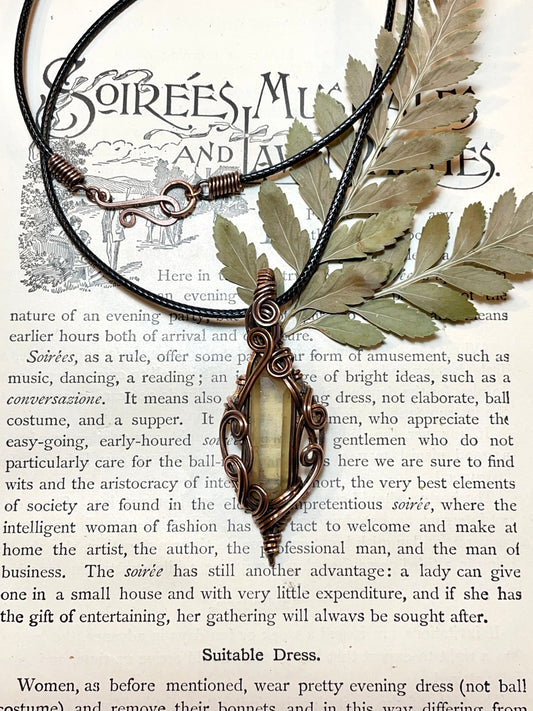Citrine (Natural Raw Honey Citrine) Pendant in Copper
