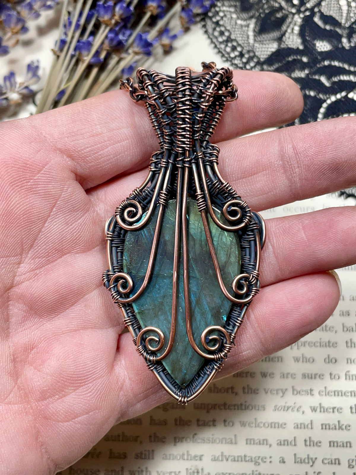 Labradorite Pendant in Copper
