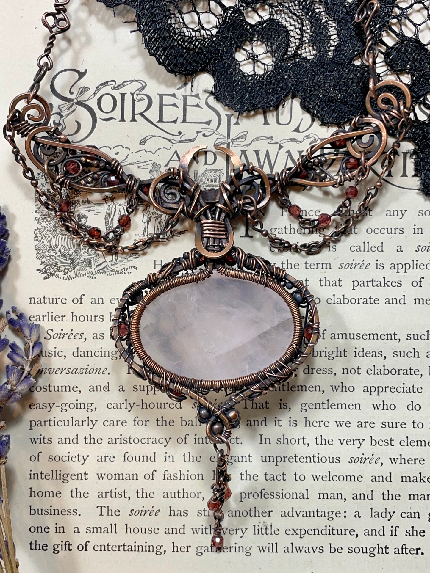 Rose Quartz Forest Collar in Copper