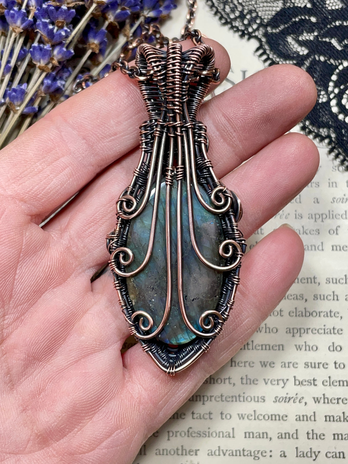 Labradorite Pendant in Copper