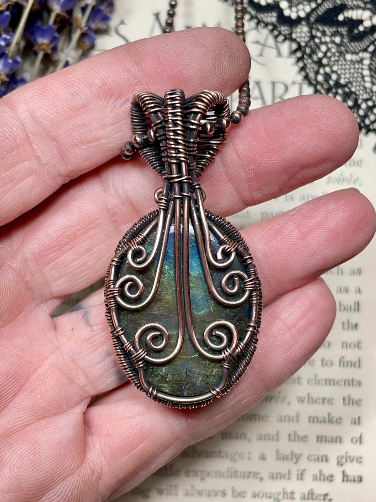 Labradorite Tree of Life Pendant in Copper