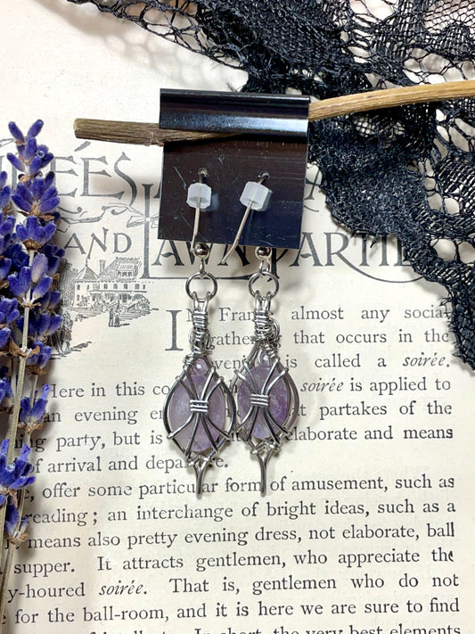 Amethyst Earrings in Stainless Steel