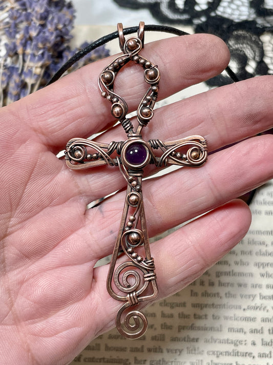Amethyst Ankh Pendant