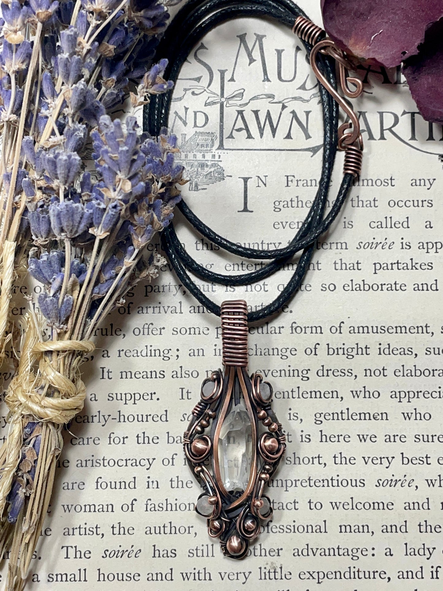 Quartz Crystal Point (Clear Quartz Crystal )Pendant in Copper