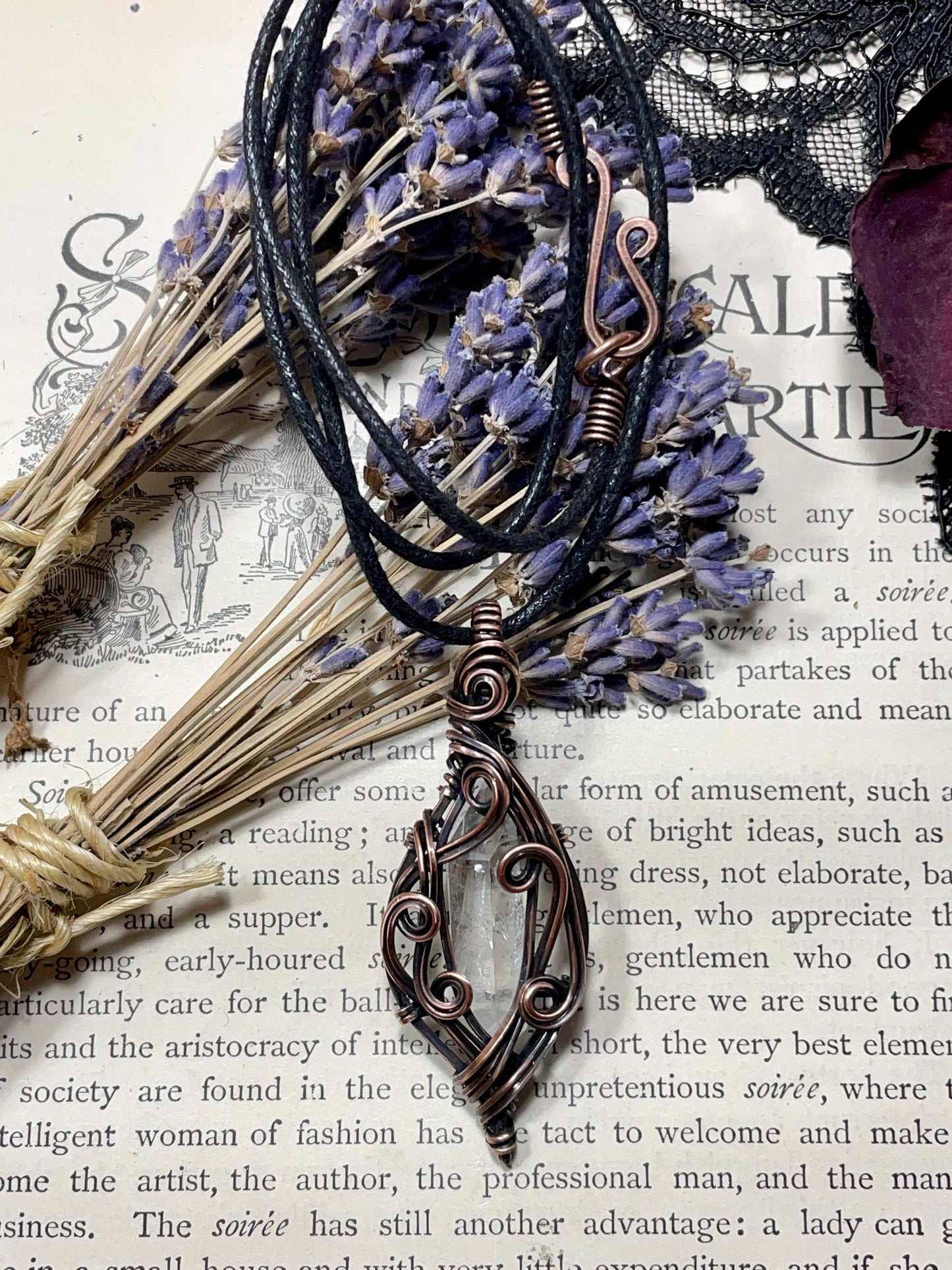 Quartz Crystal Point (Clear Quartz Crystal )Pendant in Copper #1