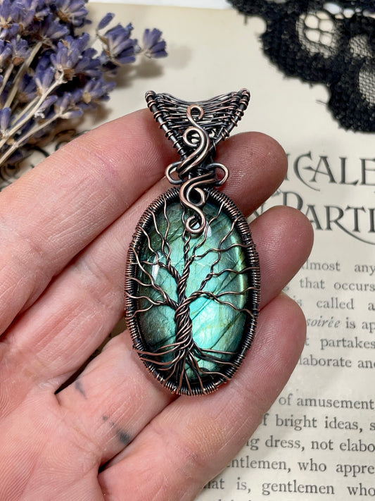 Labradorite Tree of Life Pendant in Copper
