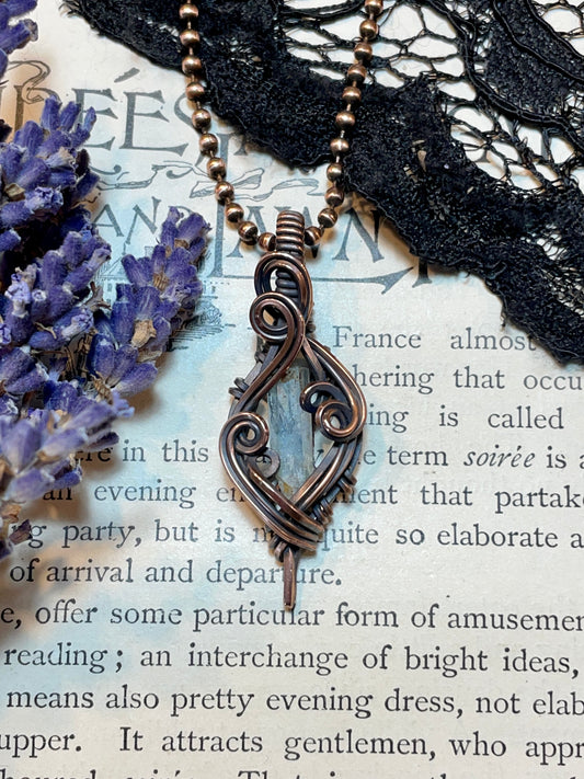 Aquamarine (Natural Raw Aquamarine Crystal) Pendant in Copper #2
