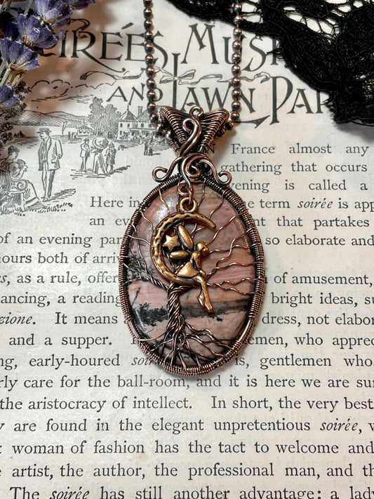 Rhodonite Tree of Life Pendant in Copper
