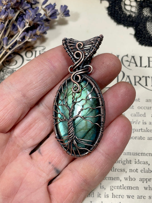Labradorite Tree of Life Pendant in Copper