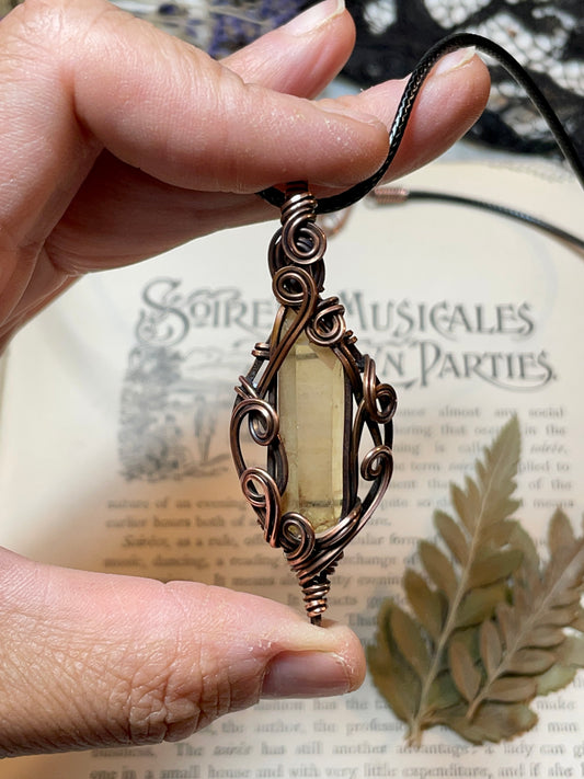 Citrine (Natural Raw Honey Citrine) Pendant in Copper