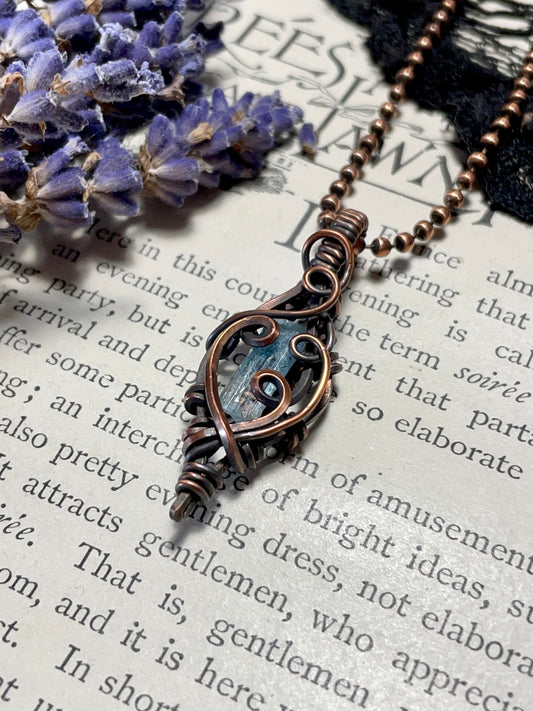 Aquamarine (Natural Raw Aquamarine Crystal) Pendant in Copper #1