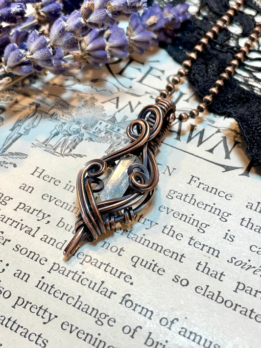 Aquamarine (Natural Raw Aquamarine Crystal) Pendant in Copper #2