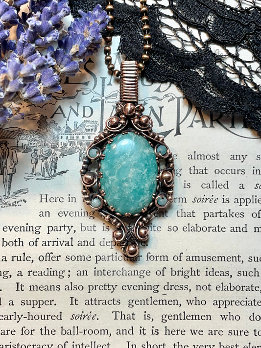 Amazonite Pendant in Copper