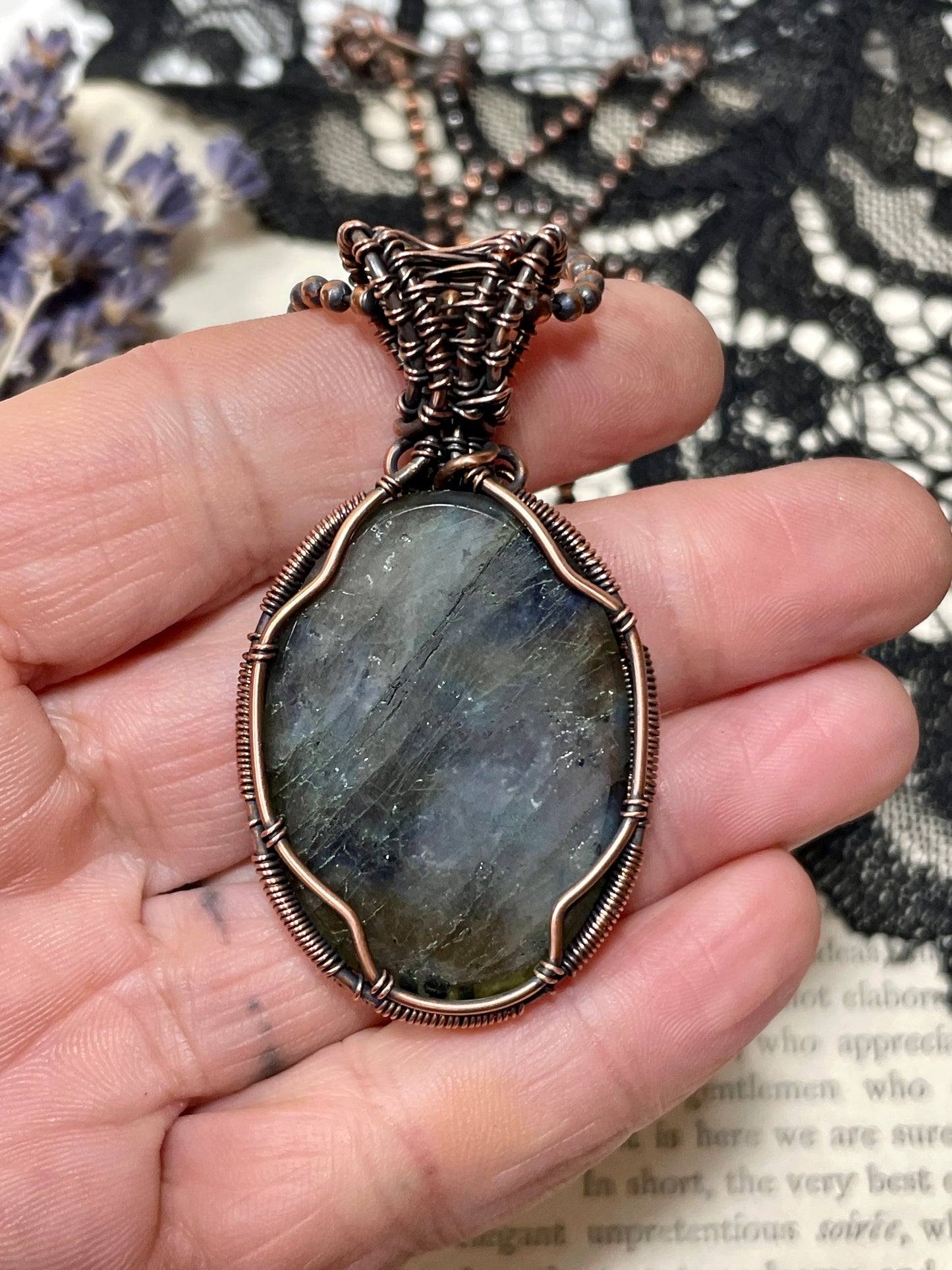 Labradorite Tree of Life Pendant in Copper