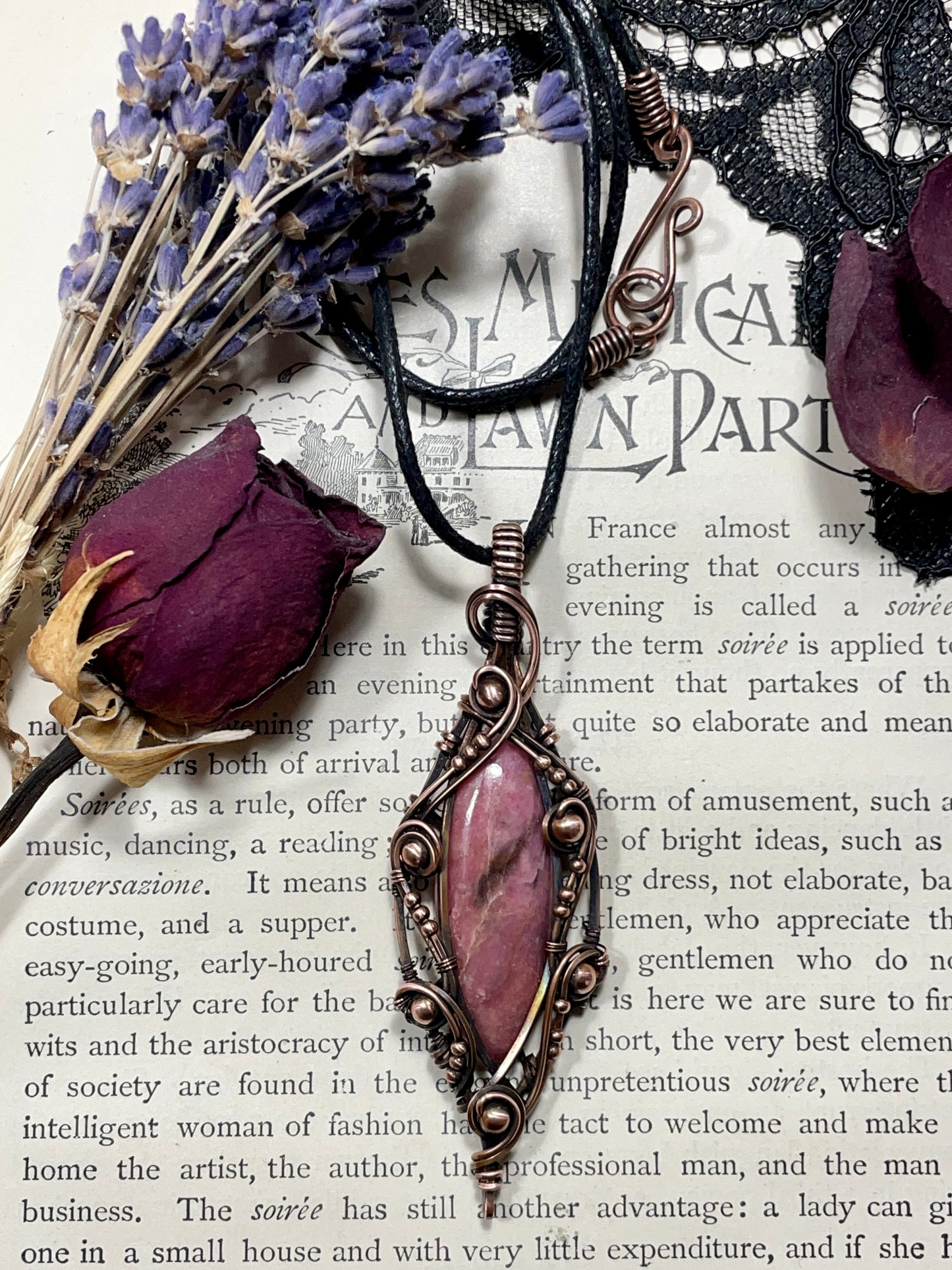 Rhodonite Pendant in Copper