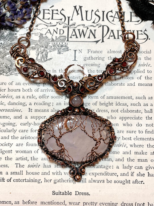 Rose Quartz Forest Collar in Copper