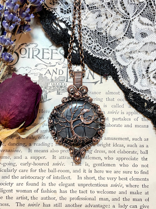Jasper (Picasso Jasper) Tree of Life Amulet in Copper