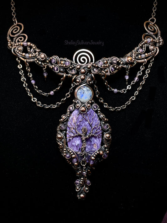 Charoite Tree Spirit Collar in Copper