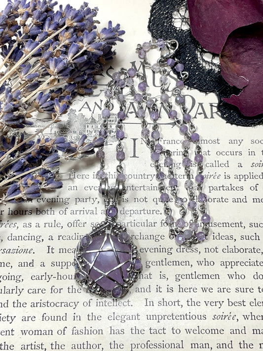 Amethyst Pentacle Pendant in Stainless Steel