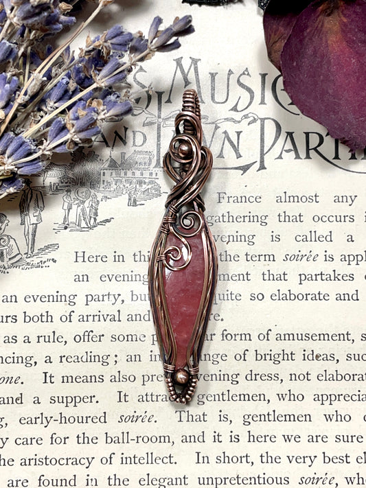 Rhodochrosite Pendant in Copper