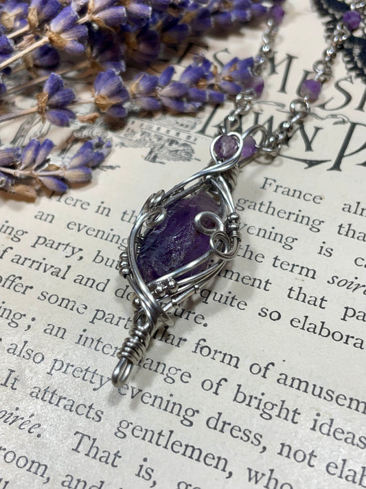 Amethyst Point(Tutu Amethyst) Pendant in Stainless Steel
