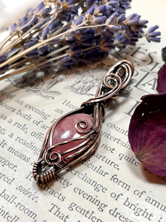 Rhodochrosite Pendant in Copper