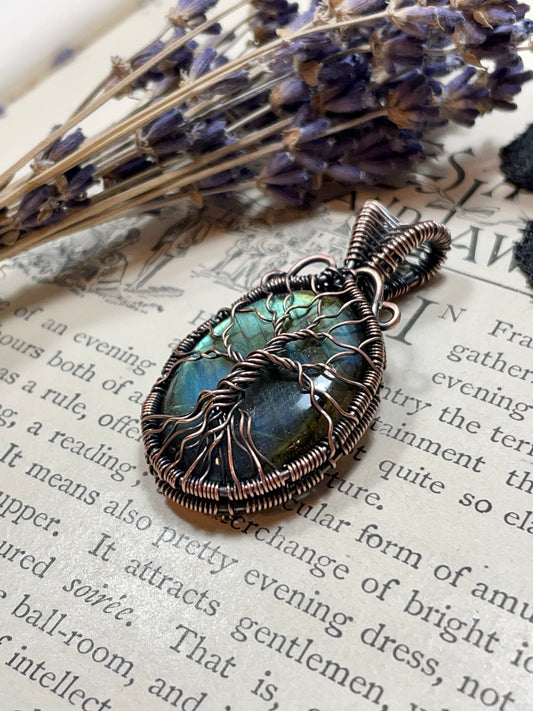 Labradorite Tree of Life Pendant in Copper