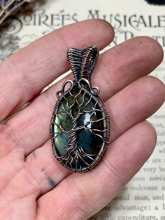 Labradorite Tree of Life Pendant in Copper