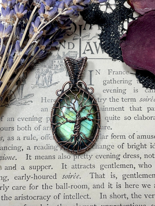 Labradorite Tree of Life Pendant in Copper
