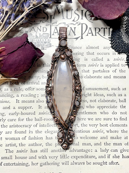Rose Quartz Pendant in Copper