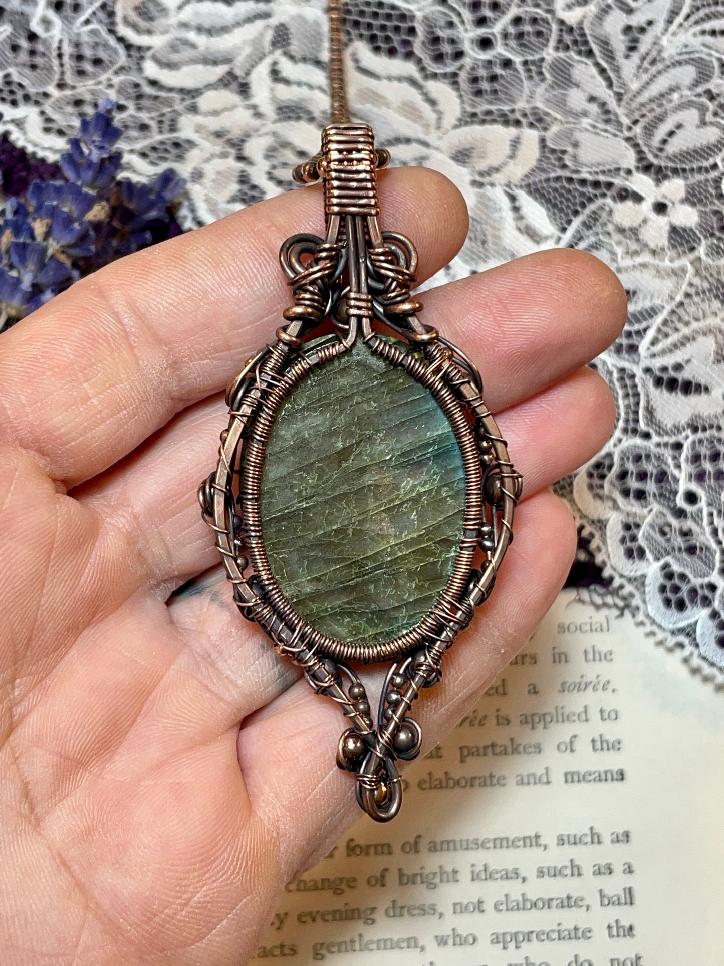 Labradorite Tree of Life Amulet in Copper
