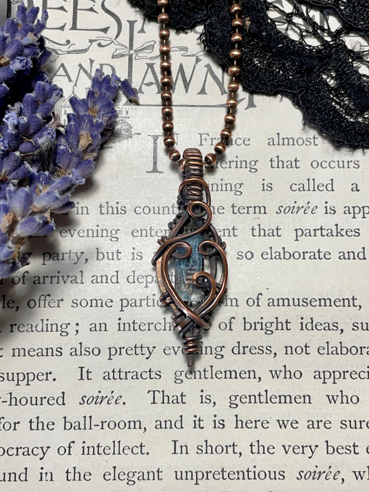 Aquamarine (Natural Raw Aquamarine Crystal) Pendant in Copper #1