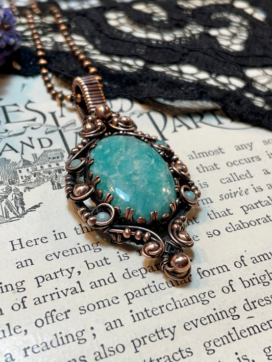 Amazonite Pendant in Copper