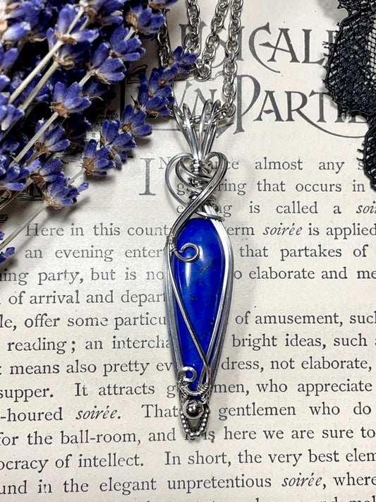 Lapis Lazuli Pendant in Stainless Steel