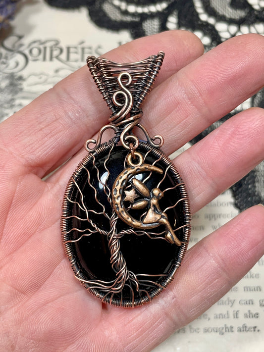 Onyx Tree of Life Pendant in Copper