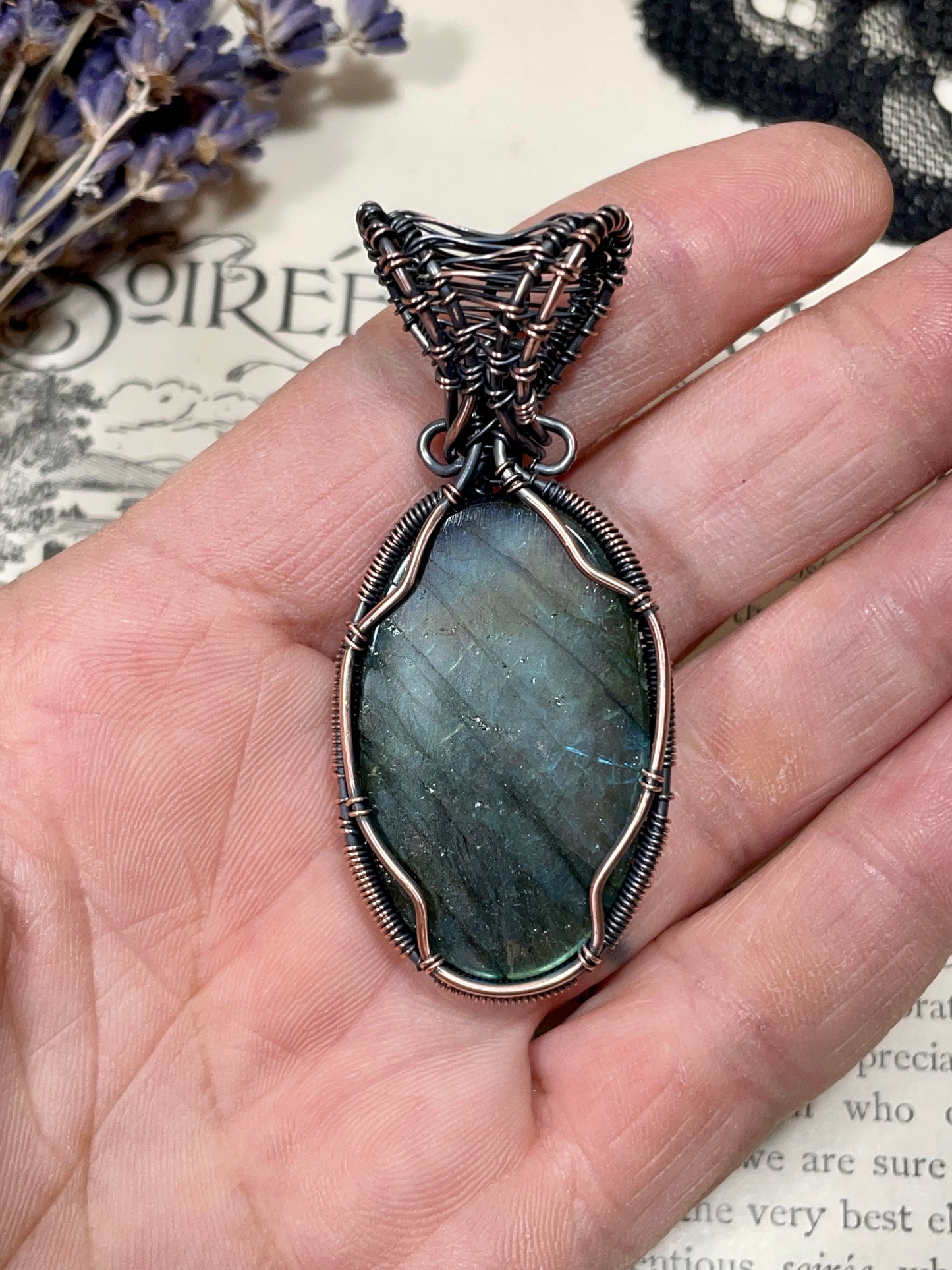 Labradorite Tree of Life Pendant in Copper