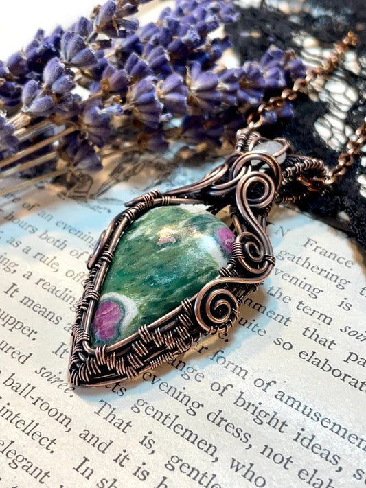 Ruby in Fuchsite Pendant in Copper