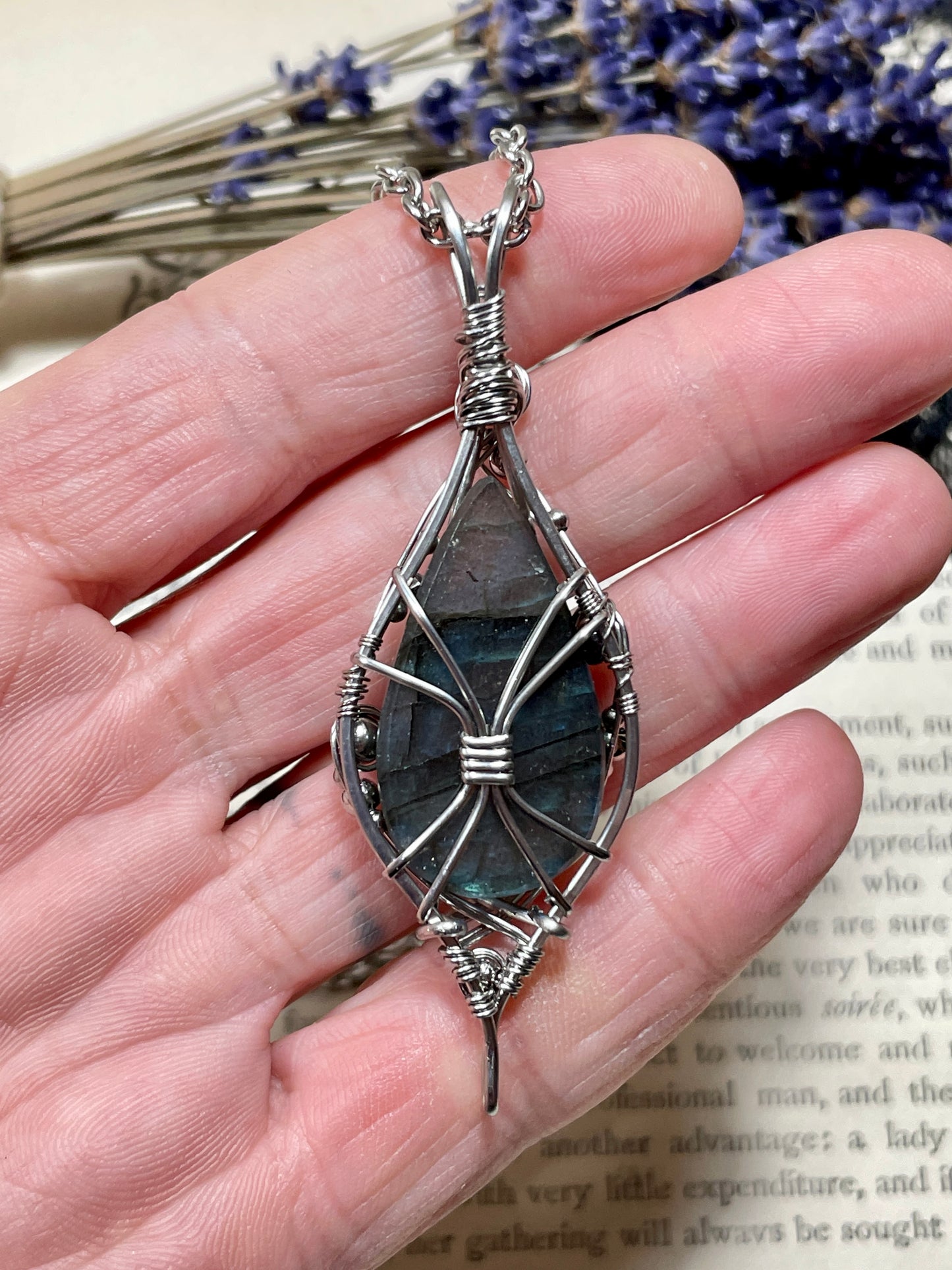 Labradorite Pendant in Stainless Steel