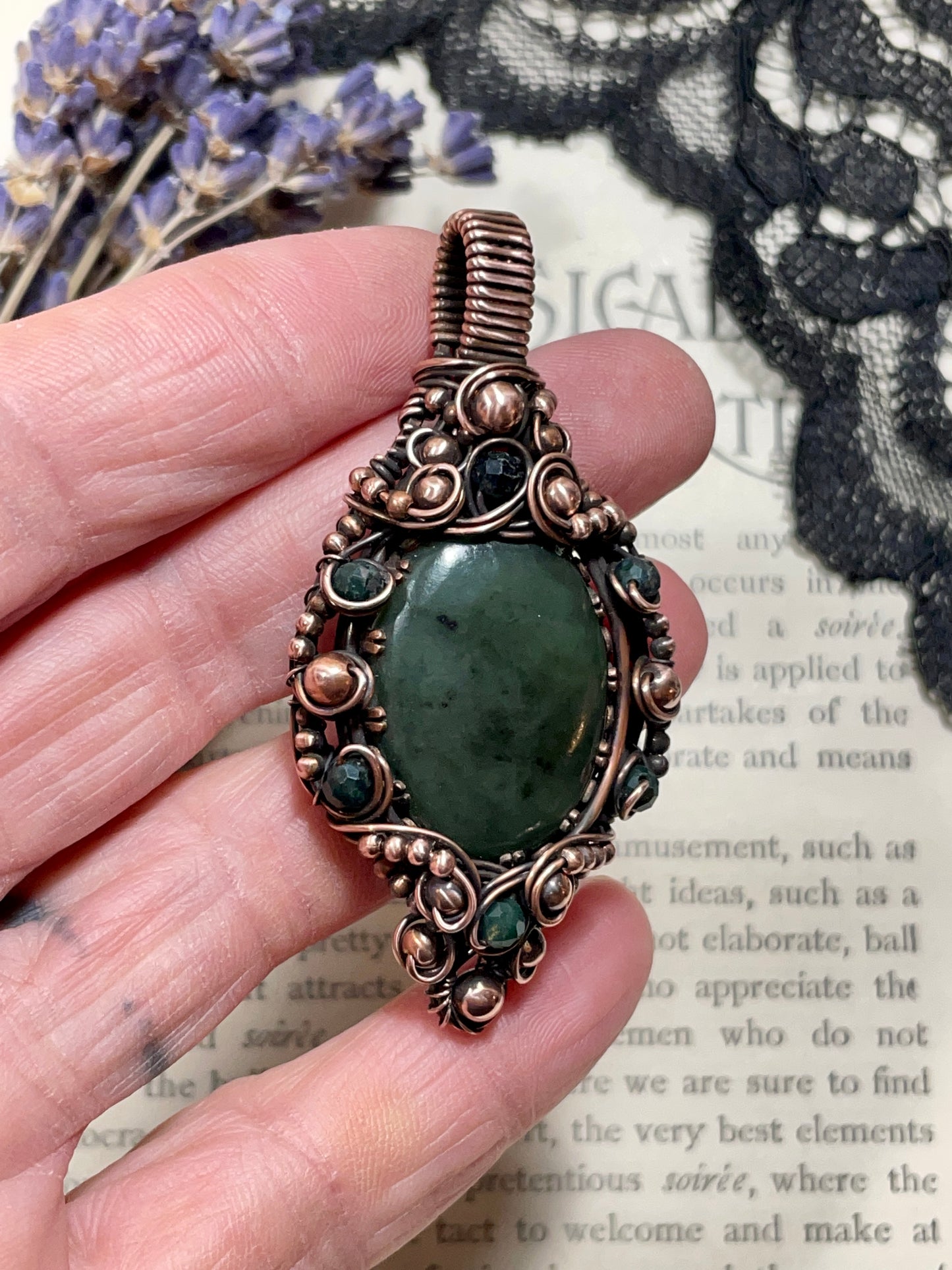 Jade (B.C. Nephrite Jade) Pendant in Copper