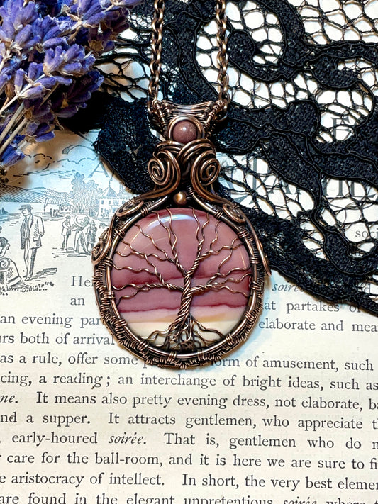 Mookaite Jasper Tree of Life Pendant in Copper